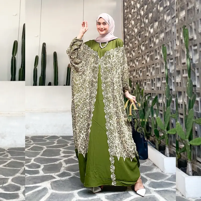 Kaftan Rayon Jumbo Motif Yamka Ld 180 cm Muslim Panjang Nyaman Wanita 2