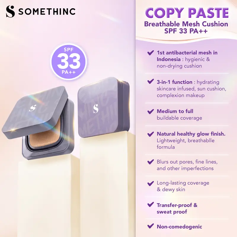 SOMETHINC (REFILL) COPY PASTE BREATHABLE MESH CUSHION SPF 33 PA++ - Cushion Glow Finish Tidak Menyumbat Pori-Pori 1