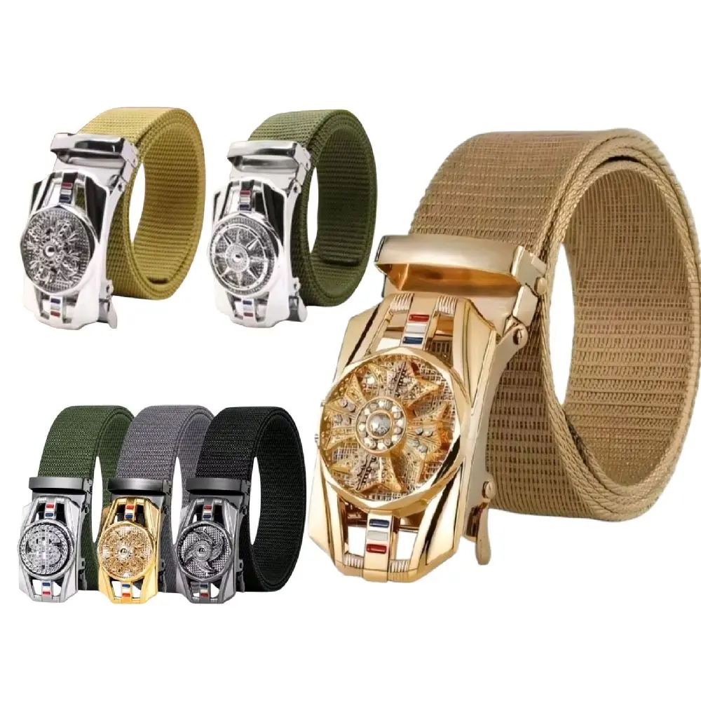 Belt Sabuk Pria Wanita Nylon canvas rell kepala model kincir