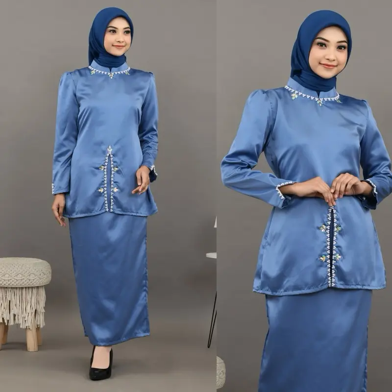 AIDANUR-Baju kurung melayu perempuan one set rok perempuan Setelan