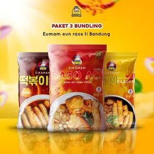 CIKEMAM - PAKET BUNDLING 3 ( Rabokki, Topokki & Baso Aci ) Food Gochujang Instan  Pedas  Mie  Sambal  Seblak  Kuah  Noodles Ayam Ramen  Merah  Bakso Bawang Soto