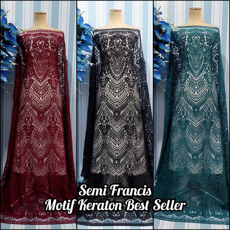 Product Introduction of Brokat Semi Francis Motif Keraton , Isi Panjang 2,5m X Lebar 1,5m Best Seller Motif , Bahan Kebaya , Dress , Gaun , Outer Dll 20