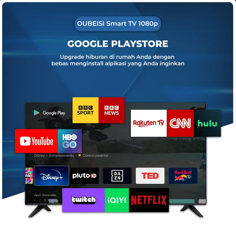 OUBEISI TV Smart TV 24/25/27/30/32/43 inch  LED TV Android 11.0 Televisi Netflix/YouTube - WiFi/HDMI/USB Penggantian satu tahun dan garansi tiga tahun 1