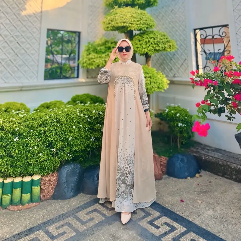 TUTUNAJWA Rumi Dress  Mix Outer Gamis Set Hijabb