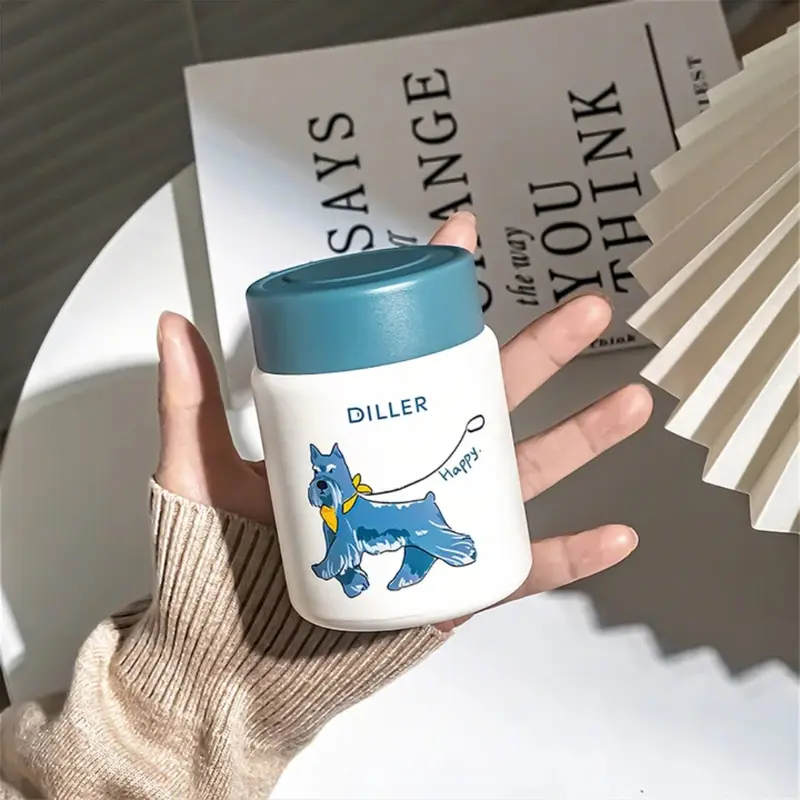 Cốc cách nhiệt mini FEDO Girls Cốc nước hoạt hình dành cho chó Cốc ăn sáng di động bằng thép không gỉ 316 150ml chống rơi, duy trì nhiệt độ Thích hợp để mang theo khi đi du lịch ngoài trời, năm kiểu dáng, chó khác nhau, quà tặng cặp đôi 3