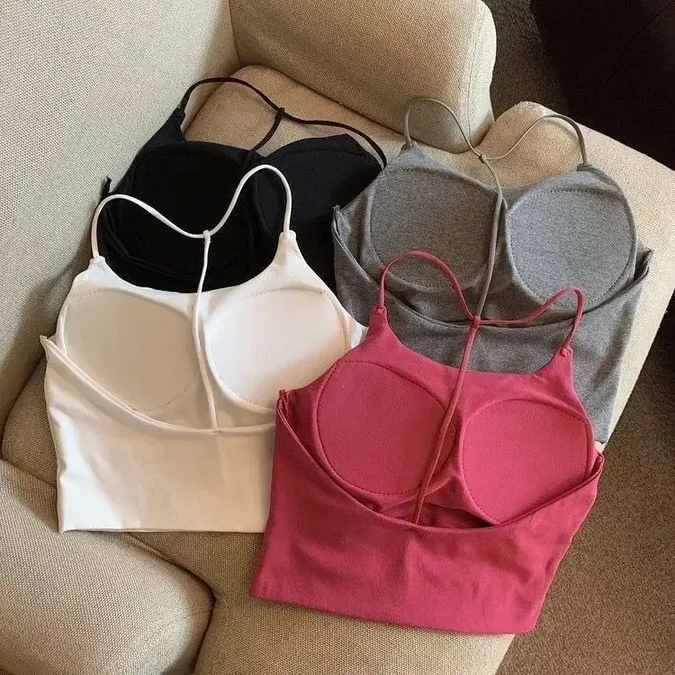 Tanktop Polos Halus Tanpa Kawat With Cup Tali Leher Bh Singlet Wanita Atasan Sexy - BRA040 1