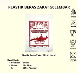 Plastik Beras Zakat 3Kg isi 50 Lembar/Plastik Beras/Plastik Zakat/Zakat FItrah/Beras Zakat - Plastik Beras Zakat Fitrah 3Kg Isi 50 Lembar