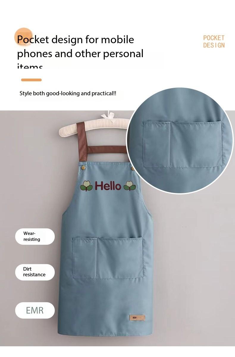 Product Introduction of Solid color modern simple waterproof strap kitchen household waterproof oil apron 12