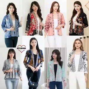 BLOUSE BATIK OUTER CARDIGAN 117 ATASAN KERJA KANTOR Katun Stretch Kardigan Casual Formal Blazer Wanita Baju Cewek
