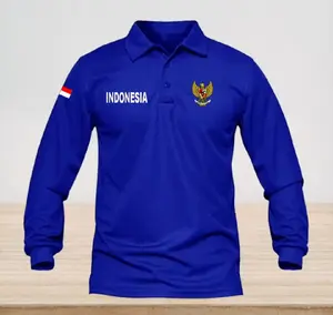 Polo Panjang Logo Garuda + Tulisan Indonesia + Bendera Ditangan / Kaos Seragam / COD