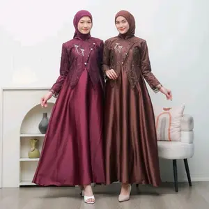 Gamis Wanita Muslim Sahara Lebaran Pesta Mewah Dewasa Dress Syari Mutiara Remaja Maxi