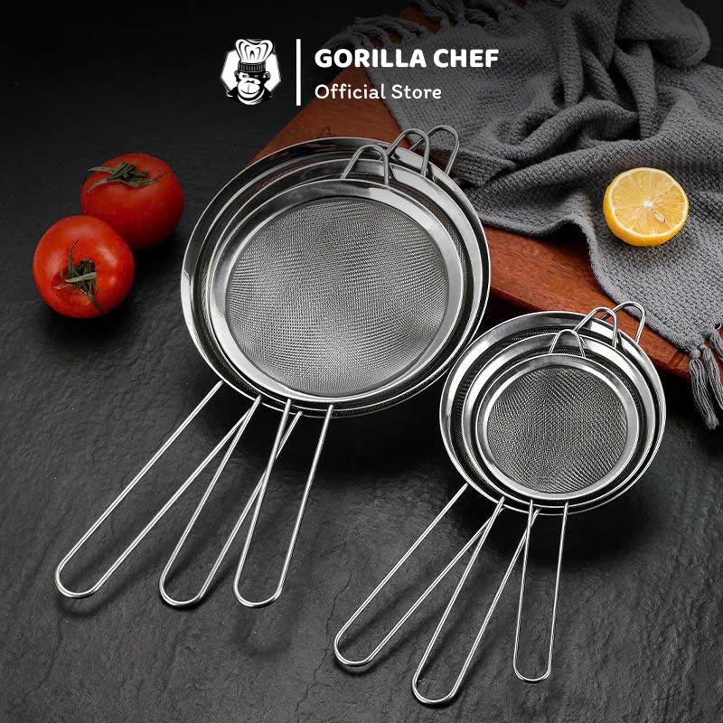  Rây lọc siêu mịn GORILLA CHEF rây bột lọc sữa hạt  vớt đồ chiên nhiều kích thước 5.5cm - 24cm 
