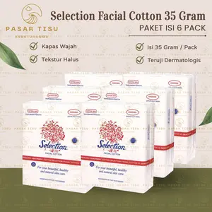 [ 6 PACK ] Selection Facial Cotton Kapas Kecantikan Halus Lembut Isi 35 Gram ( UKURAN KECIL) Membersihkan Kotoran Wajah