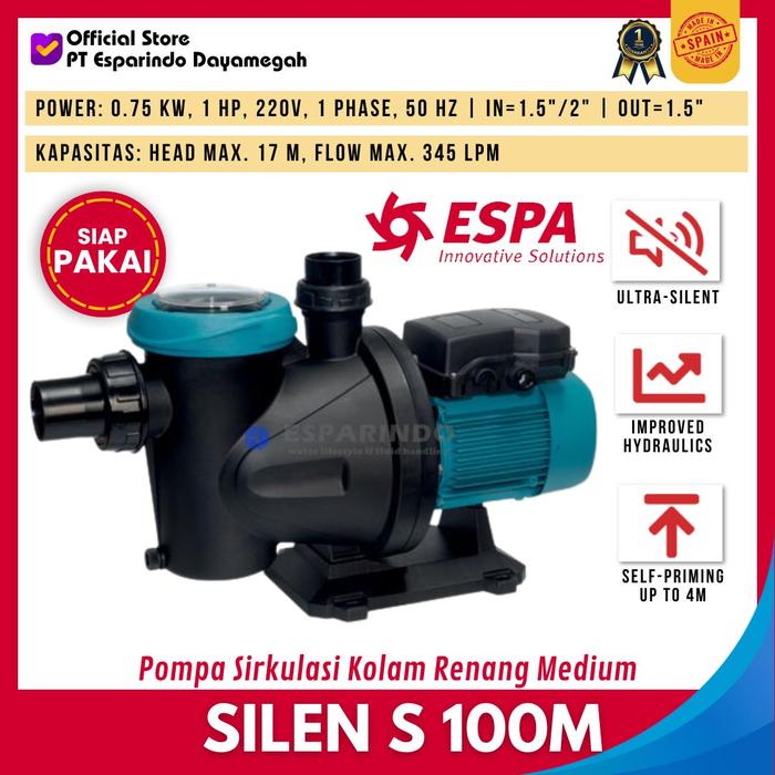 Gambar Pompa Air Kolam Renang Espa Silen S 100 M (0.75 kW) Buatan Spanyol dari PT Esparindo Dayamegah Kota Administrasi Jakarta Pusat Tokopedia