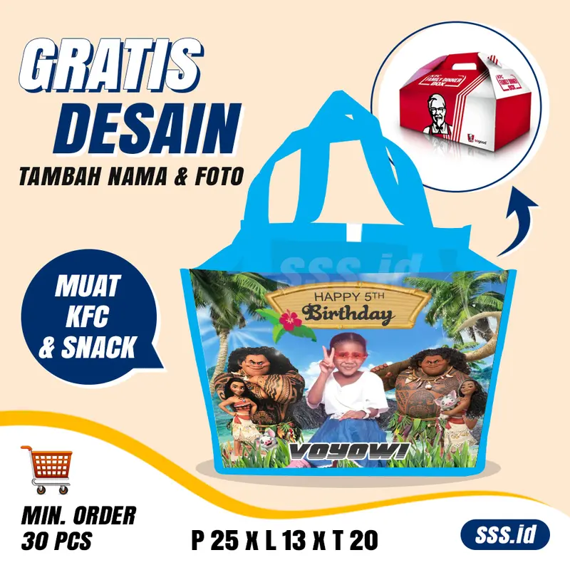 50 pcs - Tas ulang tahun anak murah custom nama dan foto 3
