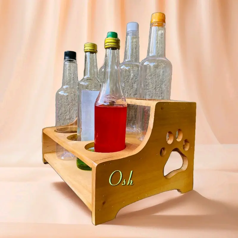 RAK PENYIMPANAN  BOTOL ,SUSUN 2 TINGKAT,ISI 10 LUBANG BAHAN KAYU MAHONI 3