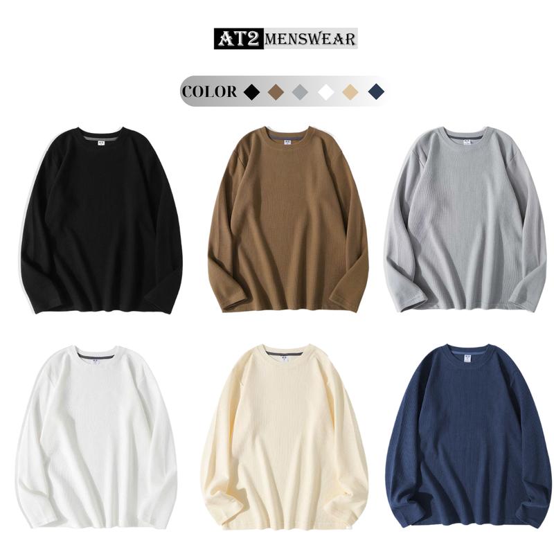 (COMBO 2-3) Áo Thun Dài Tay Nam Nữ Cổ Tròn, Chất Vải Thun Cotton Dệt Tổ Ong 6 màu Form Đơn Giản Dễ Phối