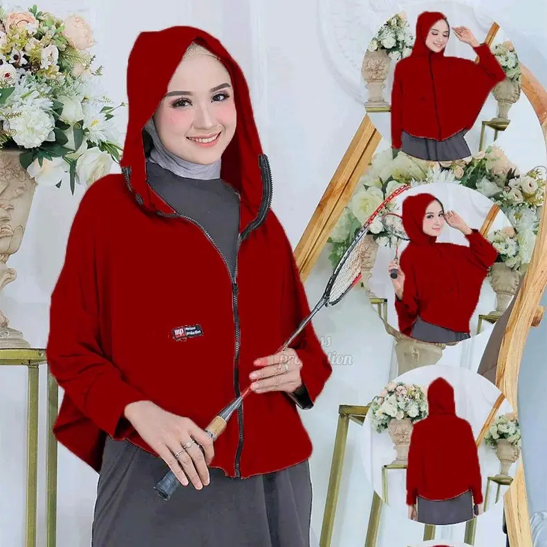 HIJAB JAKET SPORT HOODIE OLAHRAGA RESLETING 2 IN 1 GAYA STYLISH KEREN 2