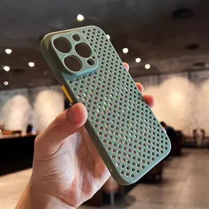 CrashStar Cooling Breathable Hollowout Hole Soft Silicone Phone Case For iPhone 17 16 15 14 Pro Max Plus 13 12 11 Pro Max X XR XS Max 8 Plus 7 Plus + SE 2020 Heat Dissipate Mesh Phone Cover Simple Solid Color Shockproof Casing Skin
