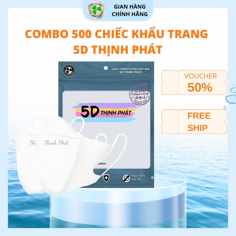 Thùng 500 Chiếc Khẩu Trang 5D Thịnh Phát Kháng Khuẩn, Chống Nắng, Chống Tia UV, Ngăn Ngừa Bụi Mịn