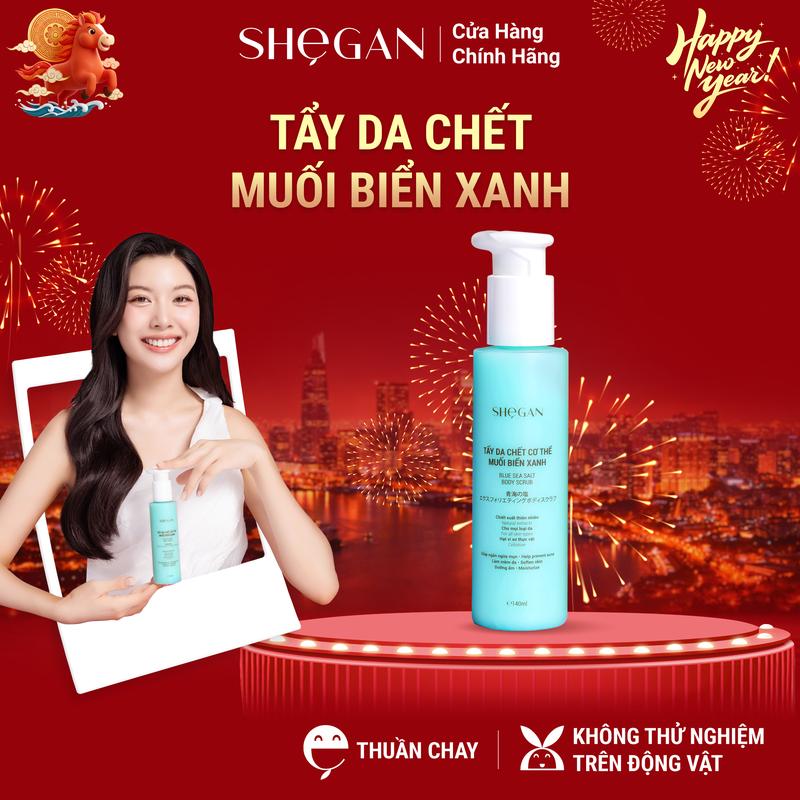  Tẩy Da Chết Muối Biển Xanh SHeGAN 140ml - Hạt Vi Xơ Thực Vật Cellulose Mềm Mịn Phù Hợp Dùng Cho Da Mặt Và Toàn Thân Phù Hợp Cho Mẹ Bầu Và Mẹ Sau Sinh 