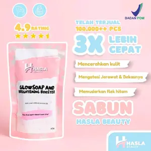 (BPOM) Sabun Glowsoap & Brightening by HaslaBeauty | Sertifikat BPOM resmi | Sabun Pencerah Pembersih  Wajah & Tubuh