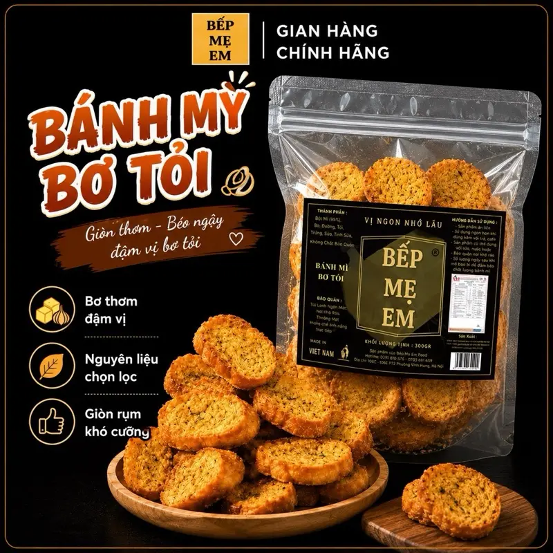 Bánh Mì Bơ Tỏi BẾP MẸ EM Giòn Rụm Chuẩn Vị Bếp Nhà Làm Đẫm Vị Ăn Vặt Là Nghiền BẾP MẸ EM