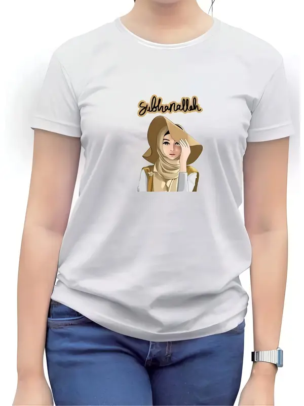 Kaos Bahan TC Baju wanita / Dewasa Size M L XL XXL Atasan Pendek Oblong Katun Tee / SUBHANALLAH Distro Tshirt Basic Cewek Santai 0