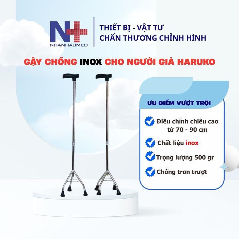 Gậy Chống Cho Người Già 3 Chân, 4 Chân Inox Điều Chỉnh Chiều Cao Phù Hợp gậy chống  quý tộc