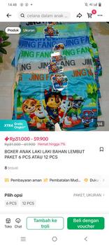 Product Review of BOXER ANAK LAKI LAKI BAHAN LEMBUT PAKET 6 PCS ATAU 12 PCS from C**a 0