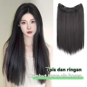 Korean Hair Clip Lurus Panjang/Rambut Palsu Wanita/Wig Wanita/Jepit Rambut Palsu/Hair Clip korea lurus natural