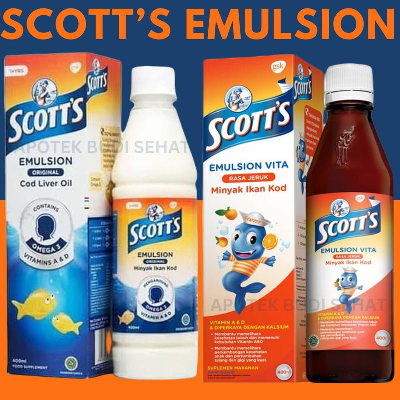 Scott emulsion Omega 3 DHA Scott's emulsion 200 mL Scott Putih Vitamin Anak Scott Scoot Minyak Ikan KOD Vitamin Omega 3 DHA Rasa ORIGINAL Vitamin Anak Scoot Emulsion Vitamin Scott Anak 1