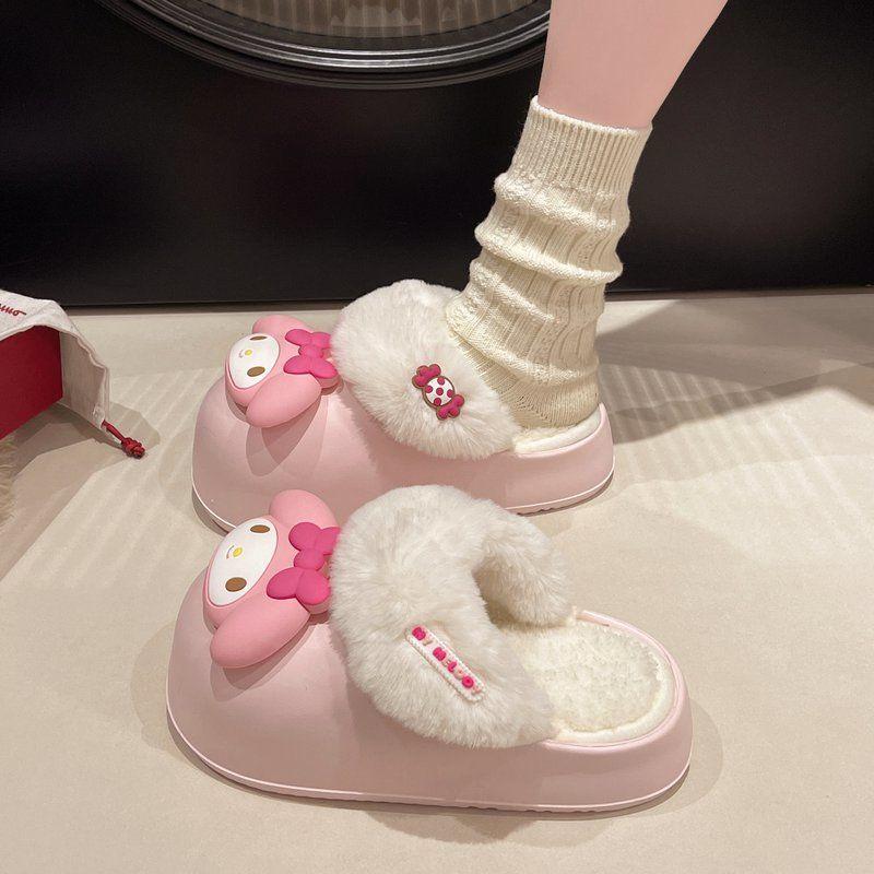 Dép Bông, Dày, Dành Cho Nữ, Mùa Đông, Lông Cừu, Ấm Áp, Có Thể Tháo Rời, Chống Trượt, Thích Hợp Cho Phụ Nữ