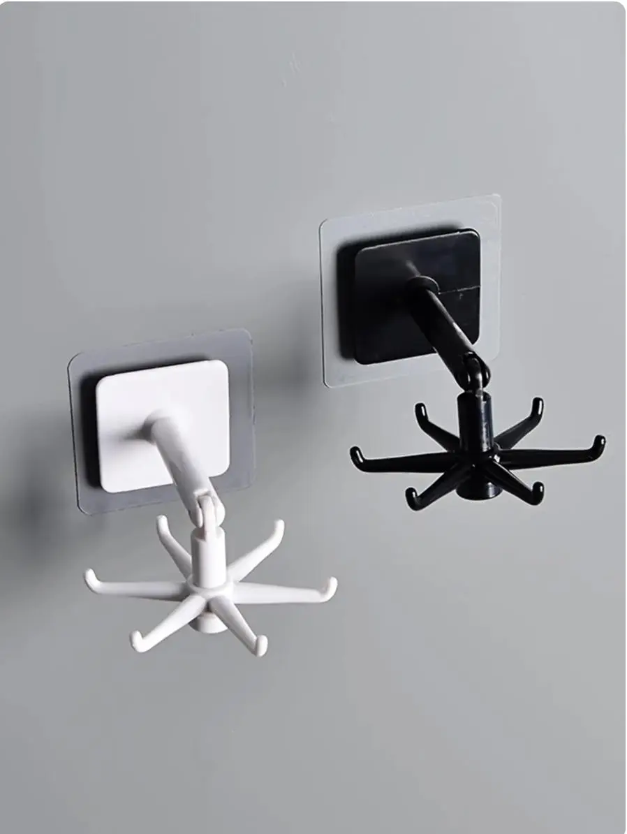 【New Star】Móc Chốt Sáu Chấu, Có Thể Xoay 360 Độ, Chất Liệu PP Không Cần Đục Lỗ, Cho Thìa Và Thìa Nhà Bếp, Móc Treo Tường Để Đựng Đồ