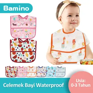 BAMBINO Celemek Slabber Bayi Lucu Waterproof Baby Bib Murah 0-3Tahun bib  palsu
