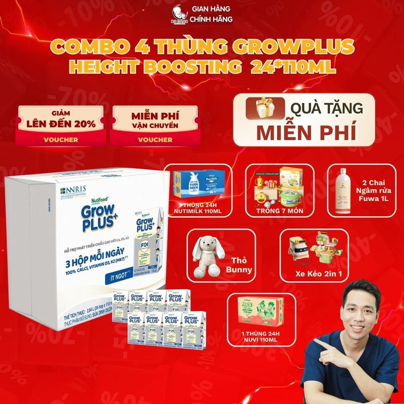 [Live Daily] Combo 96 Hộp Nutifood Growplus Sữa Nước Công Thức Cho Bé Hộp 110ml