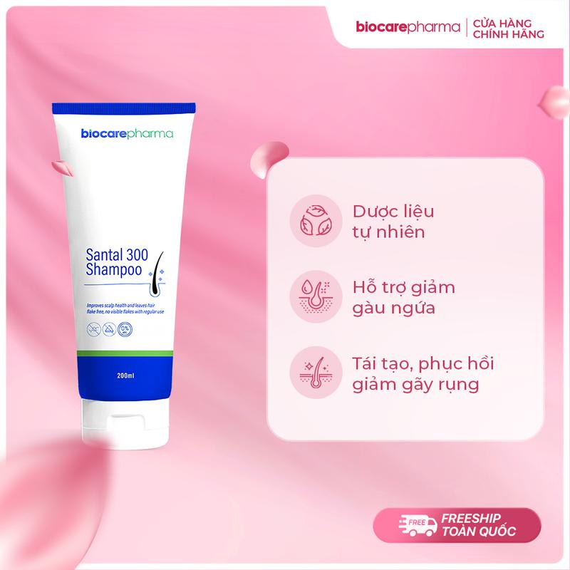 Dầu gội dược liệu hỗ trợ gàu nấm Santal 300 shampoo nhà Biocarepharma - Bản tuýp. Chăm Sóc Tóc Dưỡng Tóc