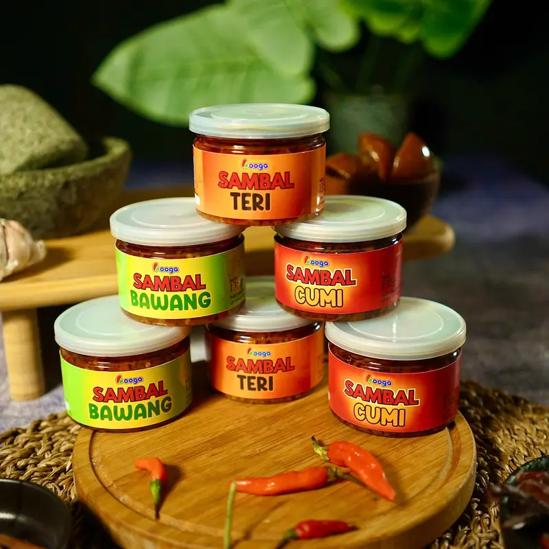 Booga Food - Paket Hemat komplit Sambal Pedes 3 Pcs Bawang Cumi Teri senggol dong Sambel Kemasan 2