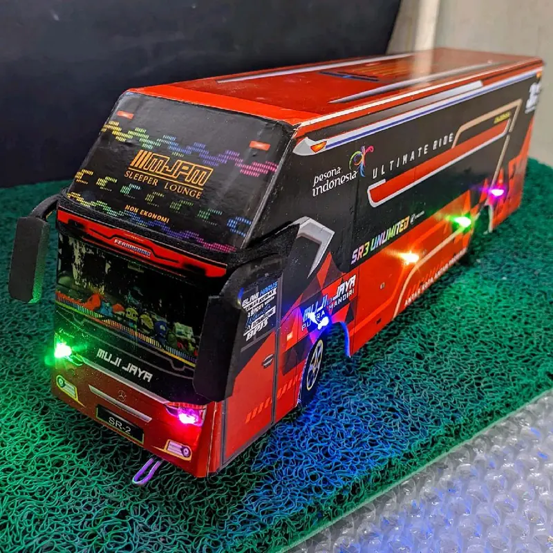 Miniatur Bus Telolet Basuri lampu LED mainan Anak 4