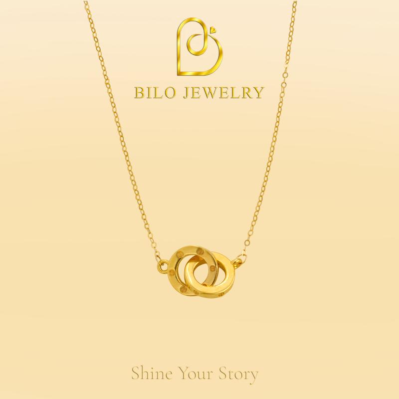  Phụ kiện dây chuyền vòng tròn đôi 3D Bilo Jewelry • Phụ kiện thời trang 