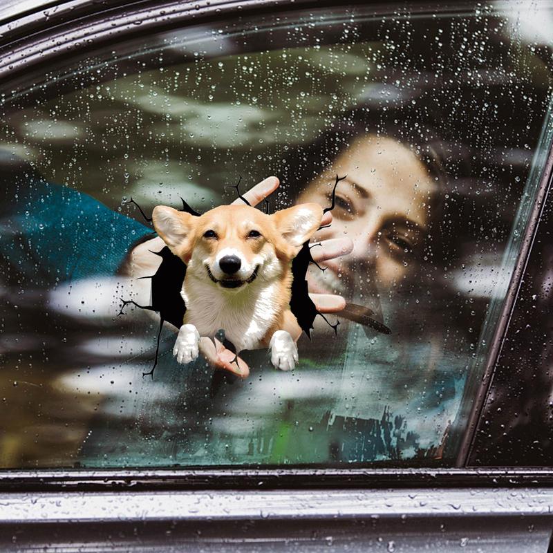 Product Introduction of Waterproof Car Decals Cute Crack Dog Wall Sticker Glass Window Door Home Decoration Cartoon Animals Wallpaper Removable Poster 33
