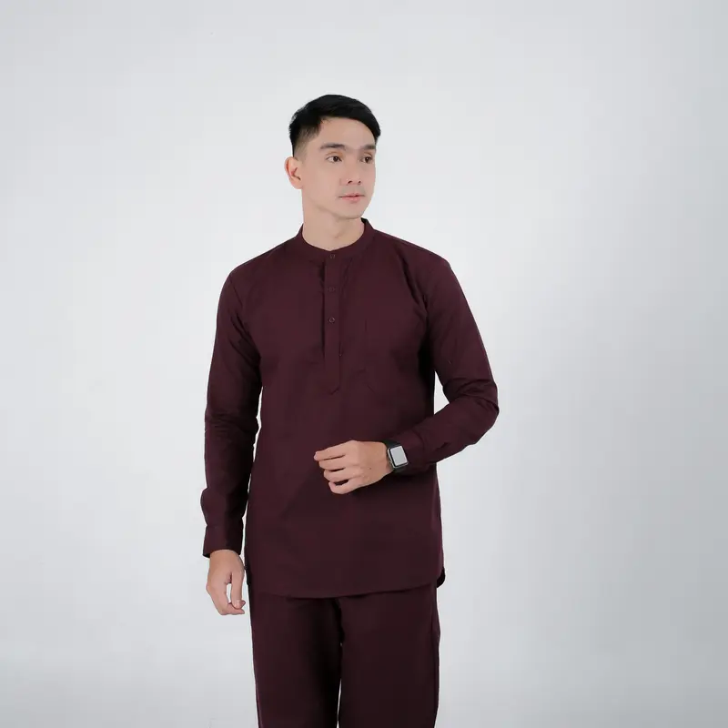 Koko Kurta Set Ottoman Maroon Lengan Panjang – Stylelaki 1