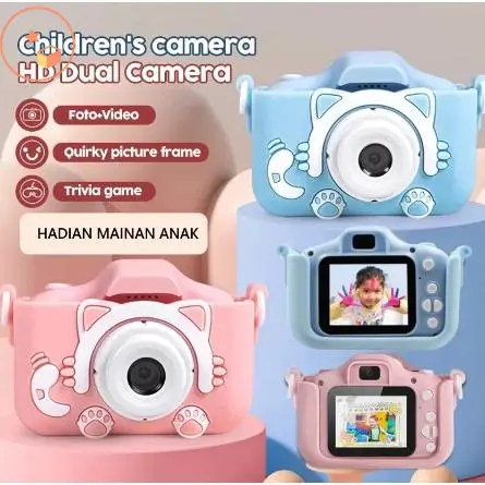 【Mitoy】Kamera Digital Anak Dual Lens HD Mainan Kamera Foto Video dengan Bingkai Lucu & Game Edukasi Mainan Kreatif Hadiah Ulang Tahun Anak Perempuan Laki-Laki