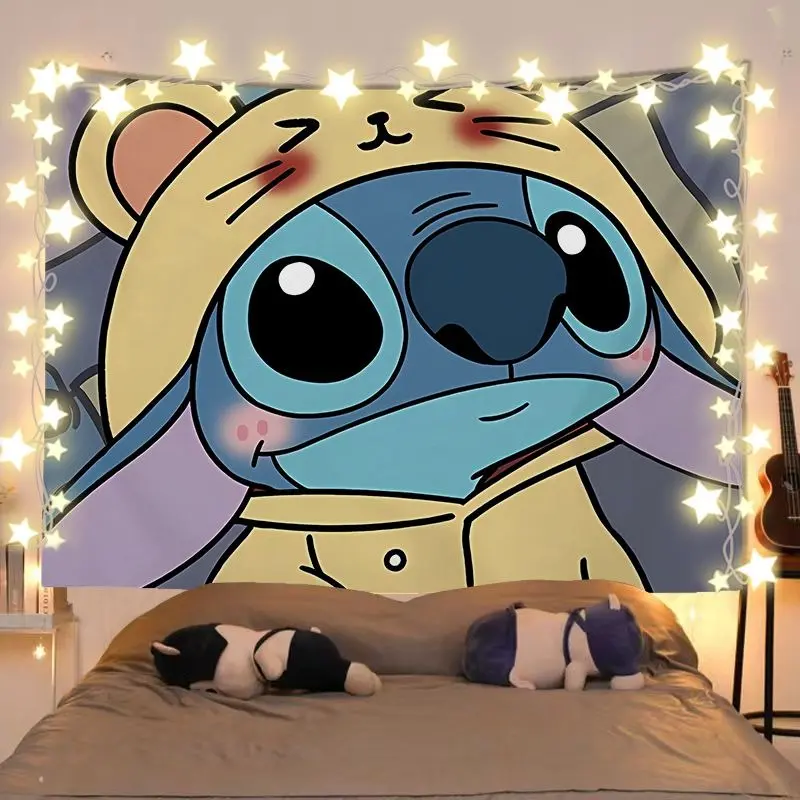 ผ้าพื้นหลังอะนิเมะ, การออกแบบดาวการ์ตูน Stitch, เหมาะสำหรับห้องนอนหอพัก, โปสเตอร์วอลล์เปเปอร์แขวนผ้า, ตกแต่งห้อง, การออกแบบสำหรับเด็ก