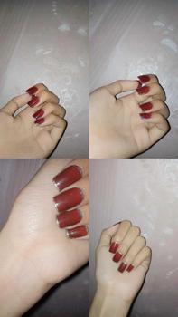 Product Review of 24 buah/kotak anggur merah kuku palsu berbentuk hati Art Lem Nail Box Cat from s**🦄 1