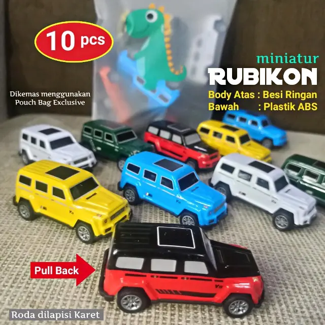 PAKET 10 Pcs MOBIL IRON CAR MINIATUR RUBIKON (PULLBACK) MAINAN MOBIL BAHAN BESI MAINAN ANAK KENDARAAN Toy