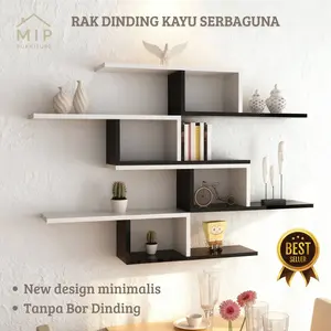 MIP Ambalan Rak Dinding Serbaguna Kayu Aesthetic Kamar Hiasan Dinding Minimalis Rak Dinding Buku Kamar Minimalis