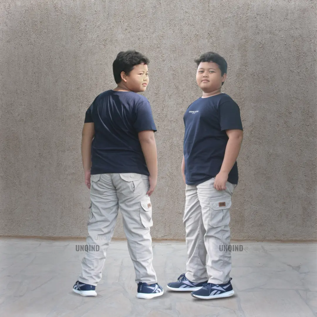 Cargo Pants Anak Pinggang Karet Bahan Katun Twill Strecth Premium
