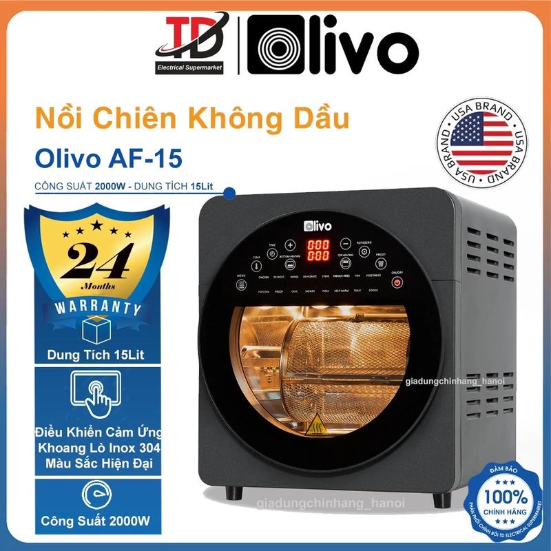 Nồi Chiên Không Dầu OLIVO AF15, 15Lit - 2000W, 16 Chức Năng Nấu và Phụ Kiện Đa Dạng, Hàng chính hãnġ