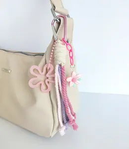 Gantungan Tas Tali Katun Anyam Bunga Bag Charm Macrame Cotton Flower
